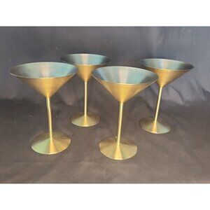 4 "Brass" Metal Martini Glasses Mid-century Modern Vibes Bar Drinkware